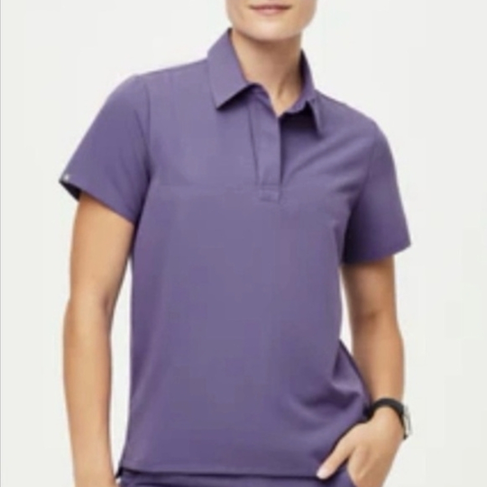 FIGS Amethyst Short-Sleeve Polo Top